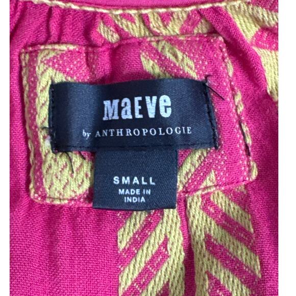 Anthropologie Maeve Dominique Aztec Boho Tunic Dress Pink Size Small - Picture 5 of 14